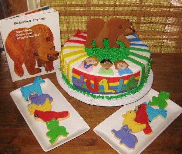 Brown Bear Storybook Themed Cake and Cookies