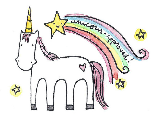 Cartoon of Unicorn and Rainbow