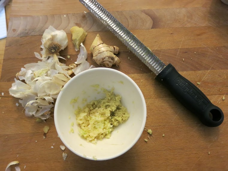 Fresh grated ginger and garlic