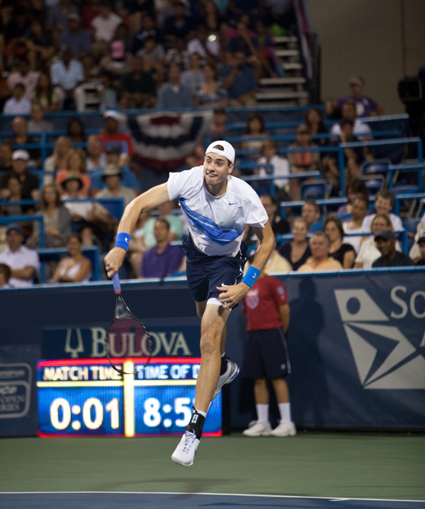 John Isner following through on a serve