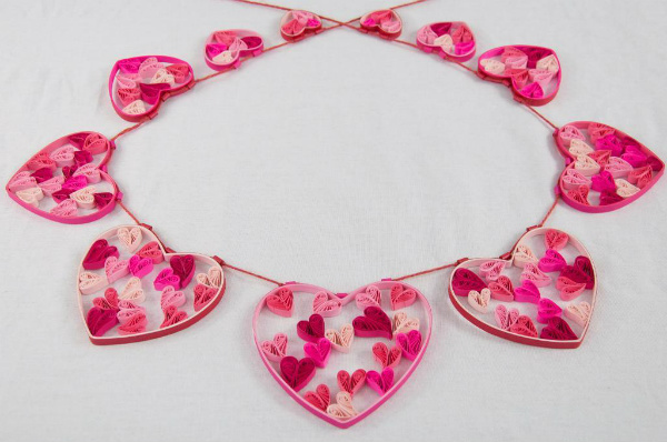 Valentine's Quilted Heart Garland