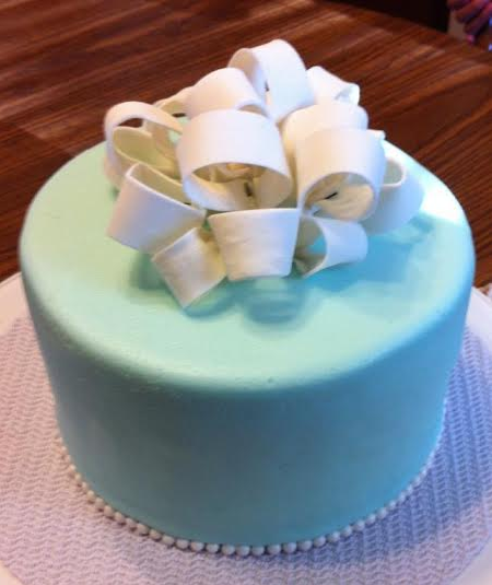 Blue Cake Topped with Fondant Bow