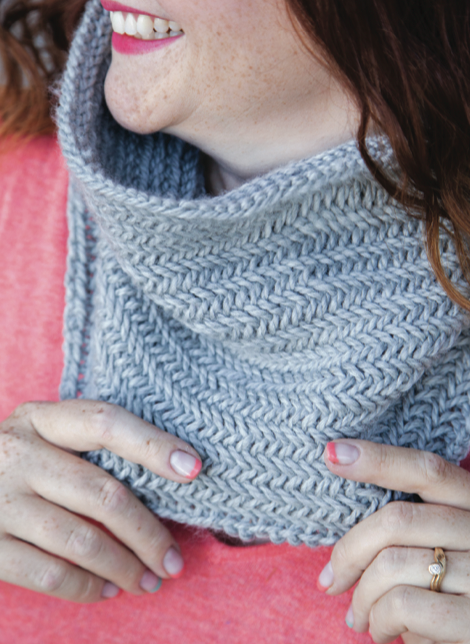 One hour herringbone cowl