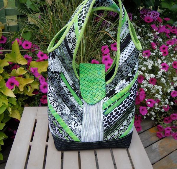 Black White and Green All Over Bag