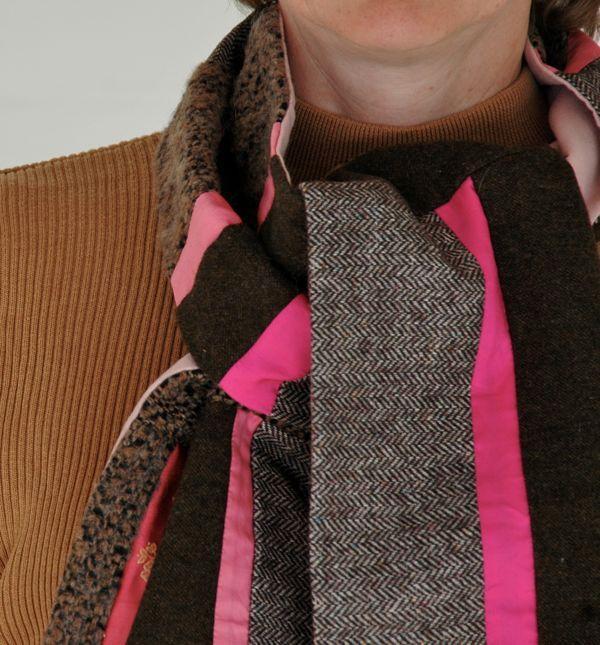 Pink and Grey Wool Scarf