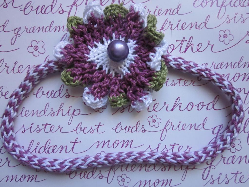 Violet Flower Knitted Headband