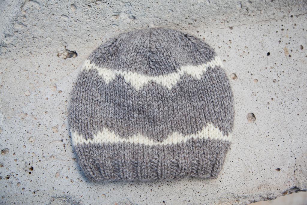 Two color knitted hat
