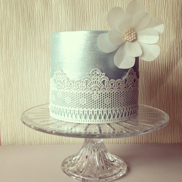 Silver Cake with Lace Wafer Paper - Craftsy Member Cake