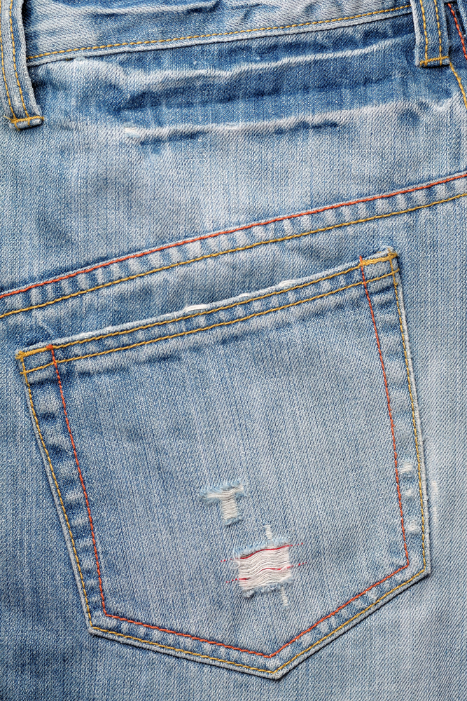 Denim Pocket with Distressed Tear