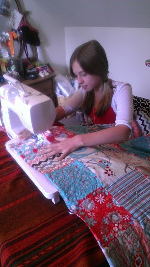 11-Year-Old Quilter Sewing a Quilt