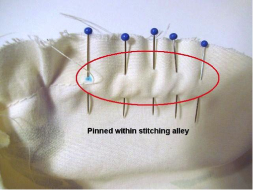 Sleeve Pinned Within Stitching Alley