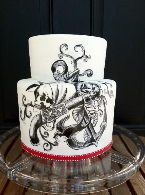 Hand-Painted Pirate Tattoo Baby Cake