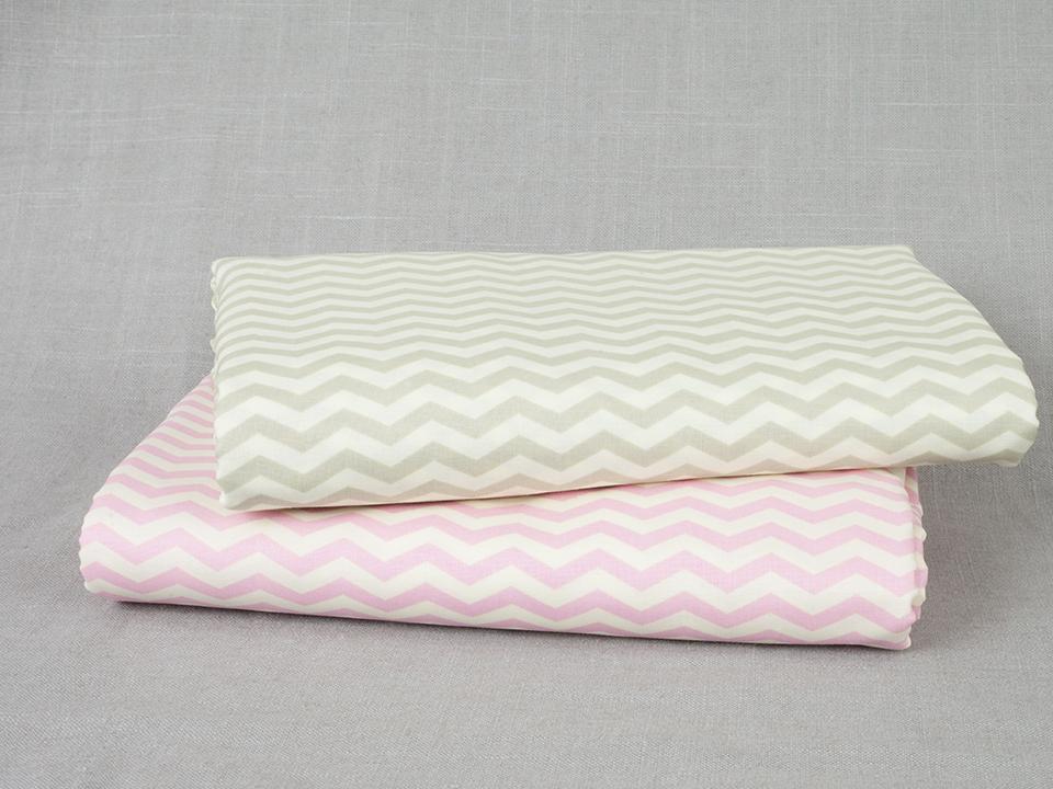 Pink and Green Chevron Striped Fabrics