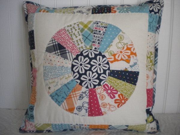 Modern Dresden Plate Pillow with Various Fabric Patterns