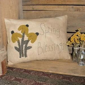 "Spring Blessings" Appliqued Pillow