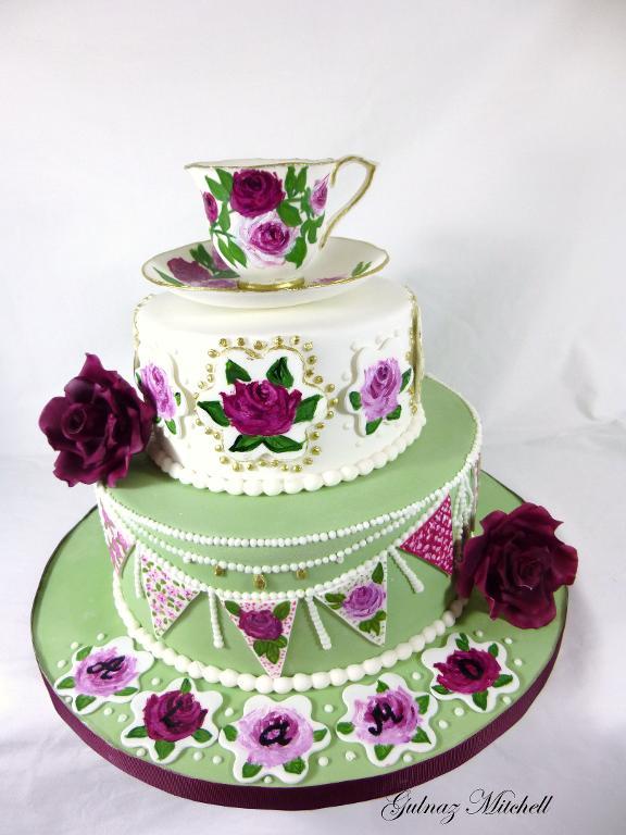 Hand-Painted Tea Party Themed Cake