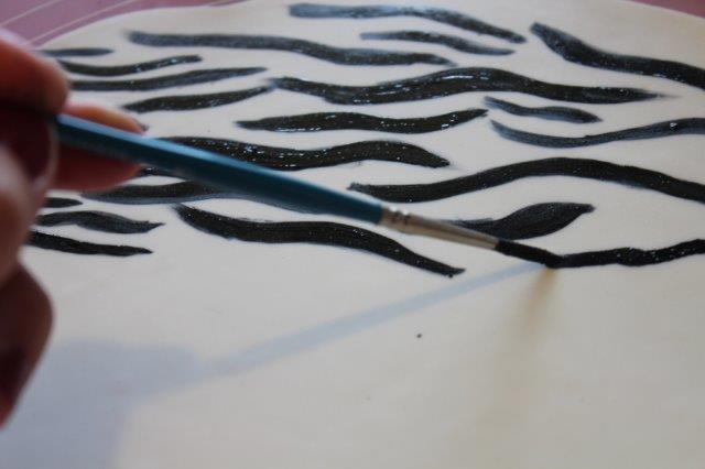 Painting Zebra Stripes on a Cake