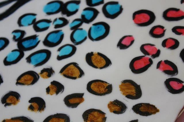 Multicolored Leopard Spots Painted on Fondant