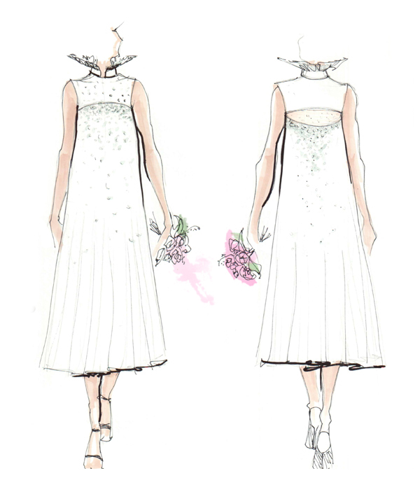 White dress: fashion design illustrations