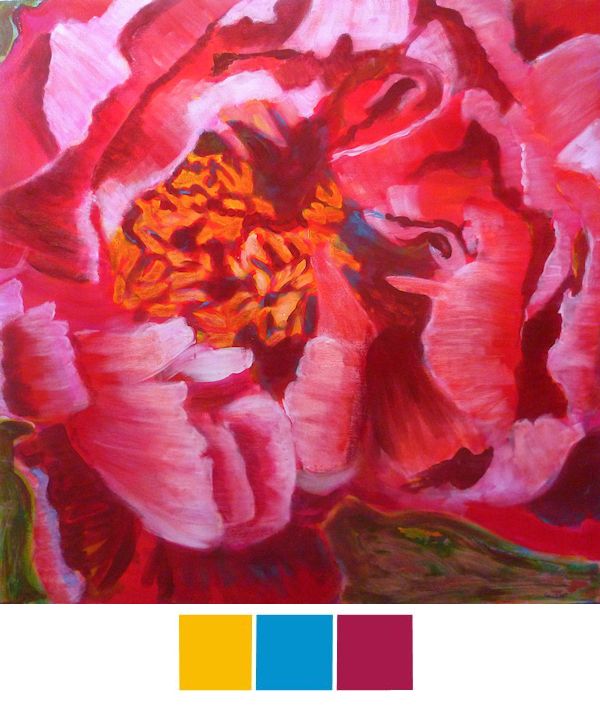 Blooming Peony Using a Triadic Color Scheme