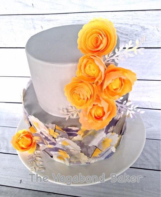 Wafer Paper Rose and Collage Cake