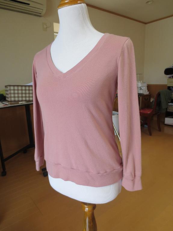 Blush V-Neckline Long Sleeve Tee Shirt