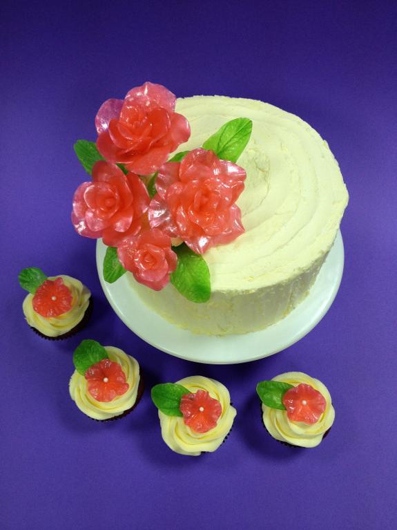 Isomalt Flower Cake and Cupcakes