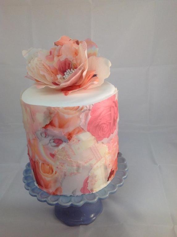 Decoupage Wafer Paper Cake - www.craftsy.com