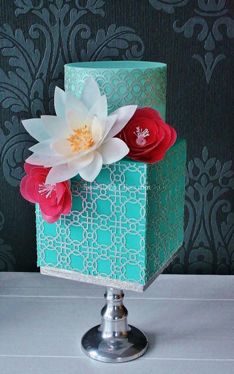 Cake Decorated with Wafer Paper Flowers