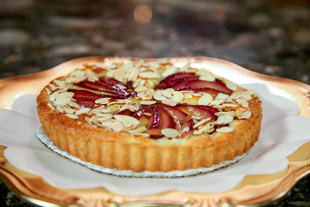 Tart with Poached Pears and Toasted Almonds