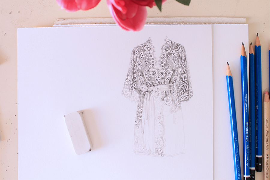 Sketching Designer Robe with Graphite Pencil