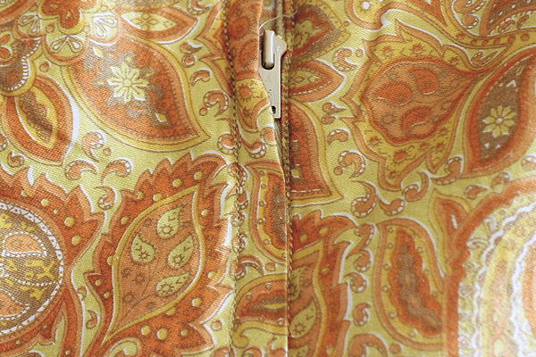 Zipper on Vintage Paisley Dress