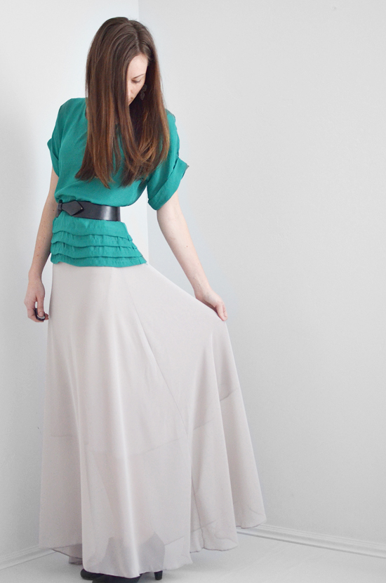 Woman Wearing Chiffon Maxi Skirt