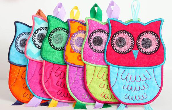 sue o very darling owl potholders