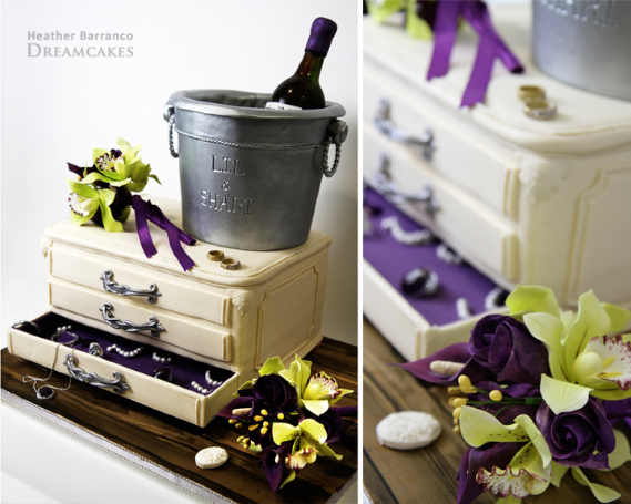 Wine and jewelry box cake by Heather Barranco's Dreamcakes