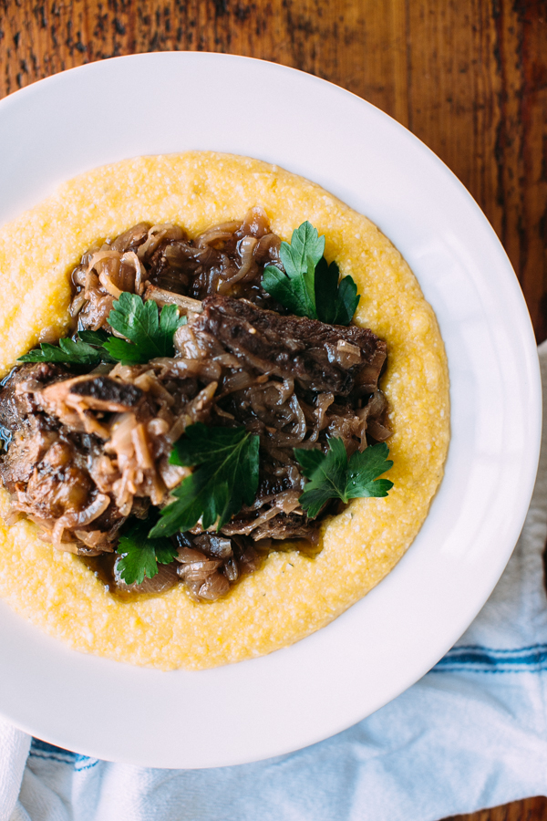 Braised Short Ribs Served With Creamy Polenta 