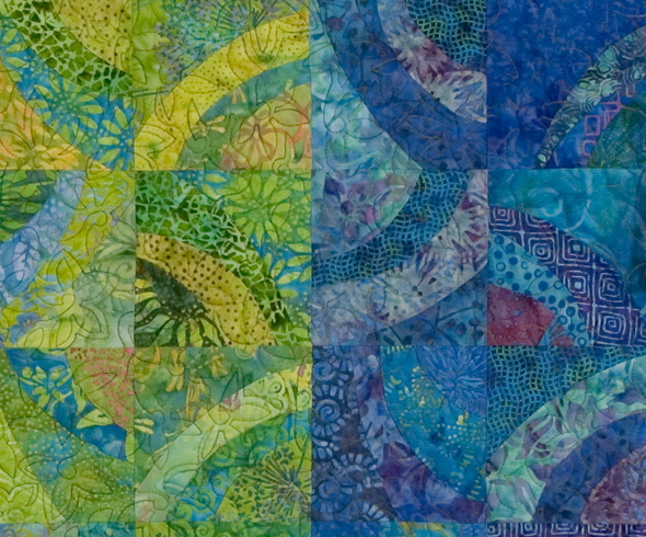 Green and Blue Fabrics in a variety of scale