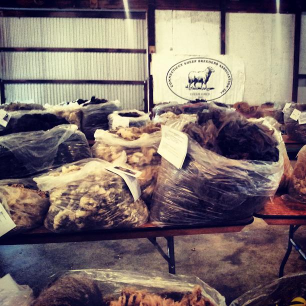 Bags of Locally Grown Fleece for Sale at a Fiber Festival