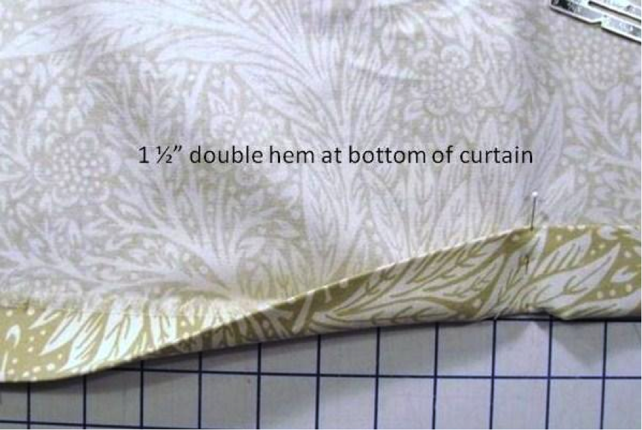 Step 3: 1.5 inch double hem at bottom of curtain