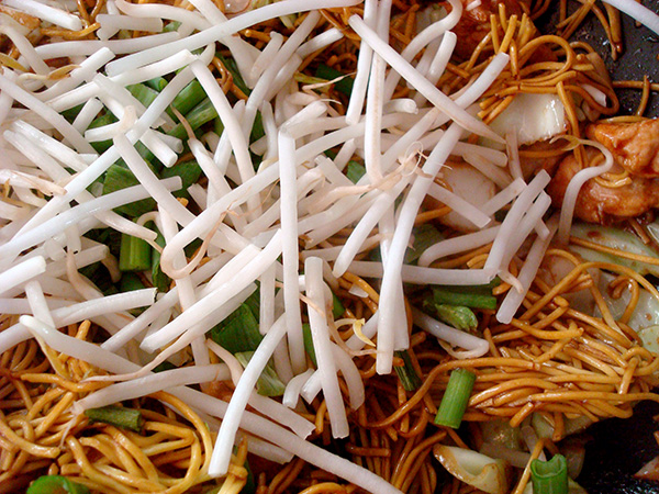 Sprouts and greens for traditional Indonesian dish