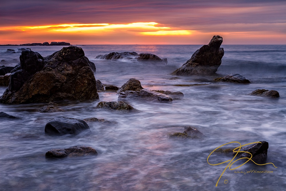 Break in the clouds along the coast just before a thunderstorm