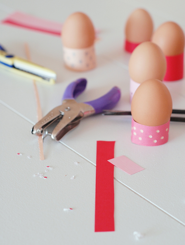 Hole Cutter, Scissors, Easter Eggs in Paper Holders