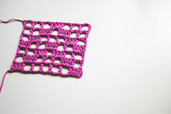 Complete Filet crochet swatch