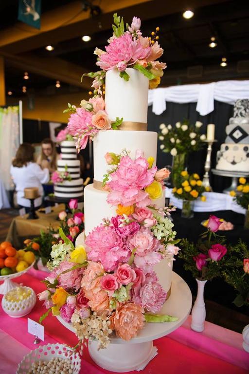 Sugar flower wedding cake