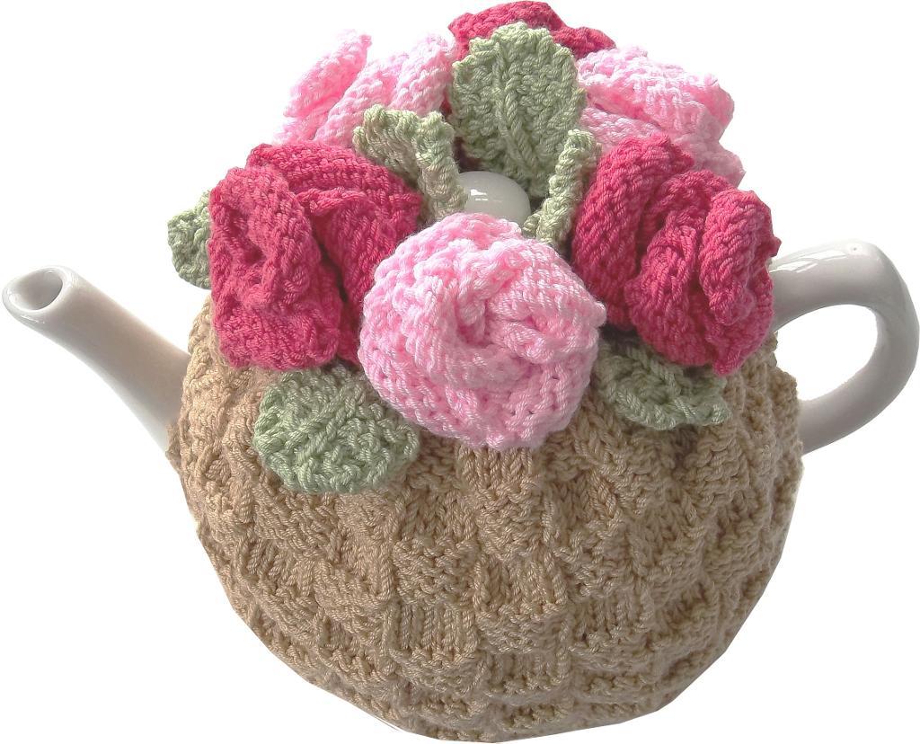 Knitted Tea Rose Cozy - Bluprint.com Member Pattern