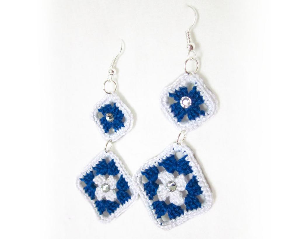 Granny square dangle crochet earrings