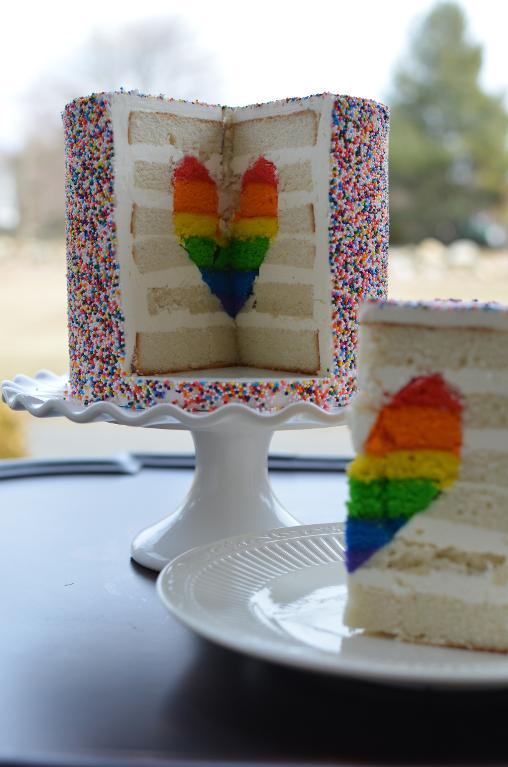 Rainbow Heart Surprise Inside Cakes
