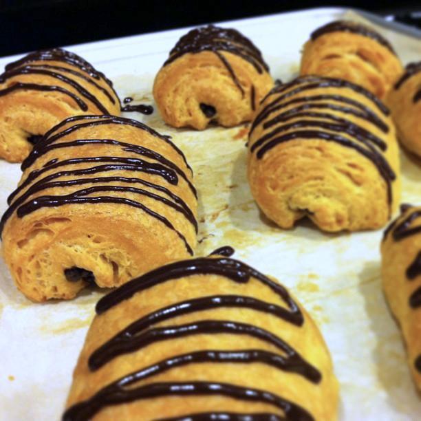 Pain au Chocolate Pastries on a Tray