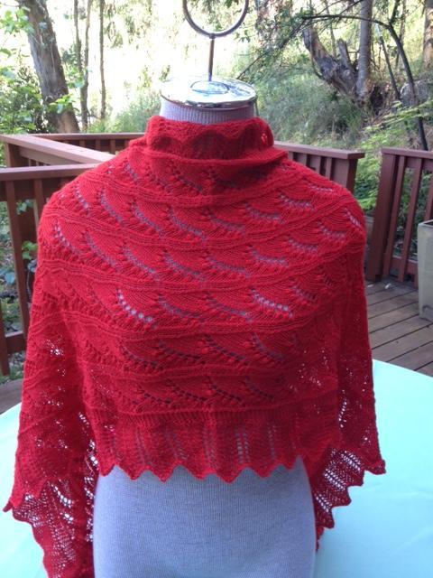 Knit lily of the valley lace shawl