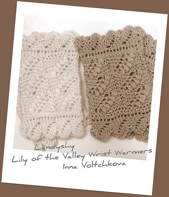 Lily of the Valley knitted wristwarmers